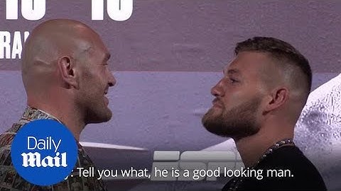Tyson Fury in unusually friendly face-off with Tom Schwarz ahead of Las Vegas fight