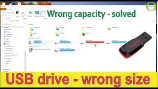 USB drive showing wrong capacity - solved