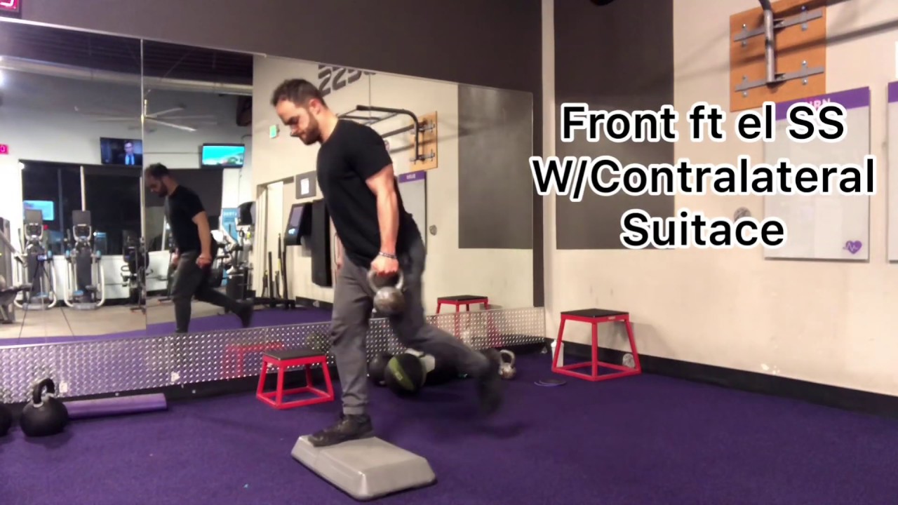 Front Foot Elevated Split Squat With Contralateral Suitcase - YouTube