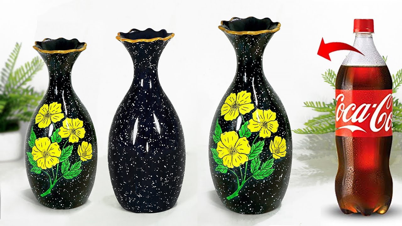Plastic bottle flower vase making Look like ceramic vase
