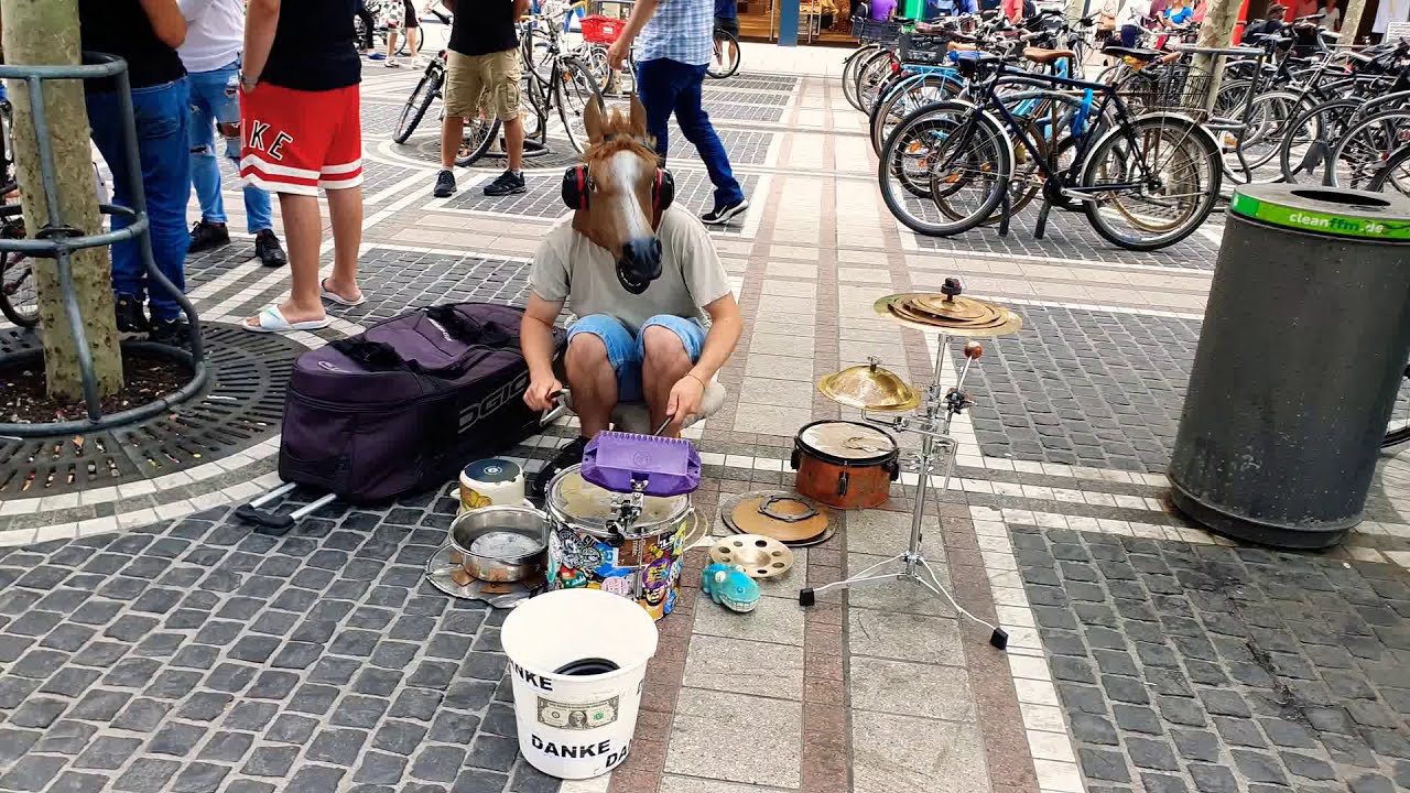 Horse mask drummer zeil frankfurt YouTube