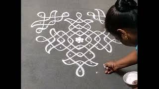Creative Traditional kolam/ 9-1 dot's kambi kolam/ Lotus 🪷 design simple kolam.