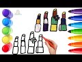How To Draw cute Lipstick Drawing, Painting &amp; Coloring For Kids and Toddlers_ Child Art 🐋🌈🎨