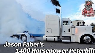 Jason's 1400 Horsepower custom Peterbilt burnouts and smoke stacks a definite head turner