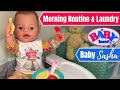 Baby born doll morning routine playing feeding  changing in to new outfit