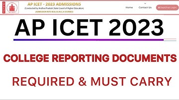 AP ICET 2023 COLLEGE REPORTING DOCUMENTS REQUIRED | ICET DOCUMENTS MUST CARRY