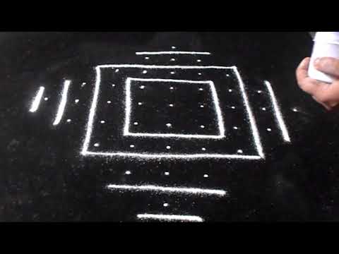 Simple Lines Kolam - 9 Dots Diwali Rangoli Designs | Sudha Balaji