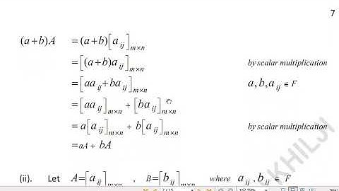 Theorem on Addition and Subtraction of Matrices - Lecture 5