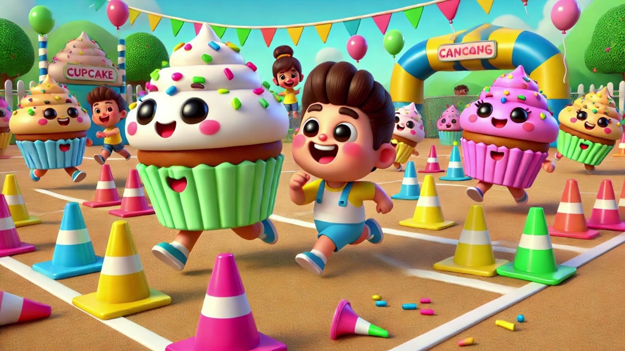 🧁🏁 The Chasing Cupcake Race 🎂🎶 | A Sweet, Wobbly, and Whimsical| Nursery Rhymes & Kids Songs