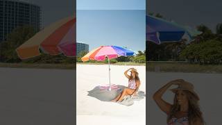 AMMSUN Heavy Duty Beach Umbrella for High Wind, UV Protection | Rainbow Tilt Sun Shelter