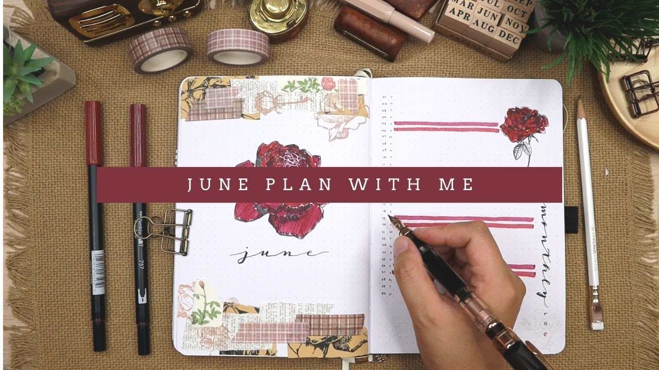 📓  PLAN WITH ME | June 2021 Bullet Journal: Roses and Mid-Year Reflections
