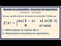 ⚽DENSITÉ DE PROBABILITÉ, FONCTION DE RÉPARTITION, un petit exercice de probabilité statistique.