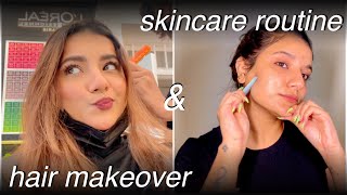 HAIR MAKEOVER AND SKINCARE VLOG 