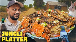 Village mai Jungli Platter bana lia | Rabbit, Duck, Pigeon, Teetar, Batair, Crabs, Lobster, Fish