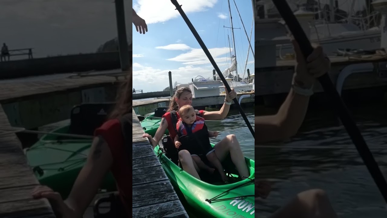 Matthew was trying to flip my kayak! 😅#youtubeshorts #liveaboardlife #sailing #foryou #shorts