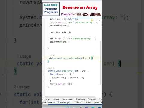 #109 - Java Program to Reverse an Array #Shorts #java #coding #programming
