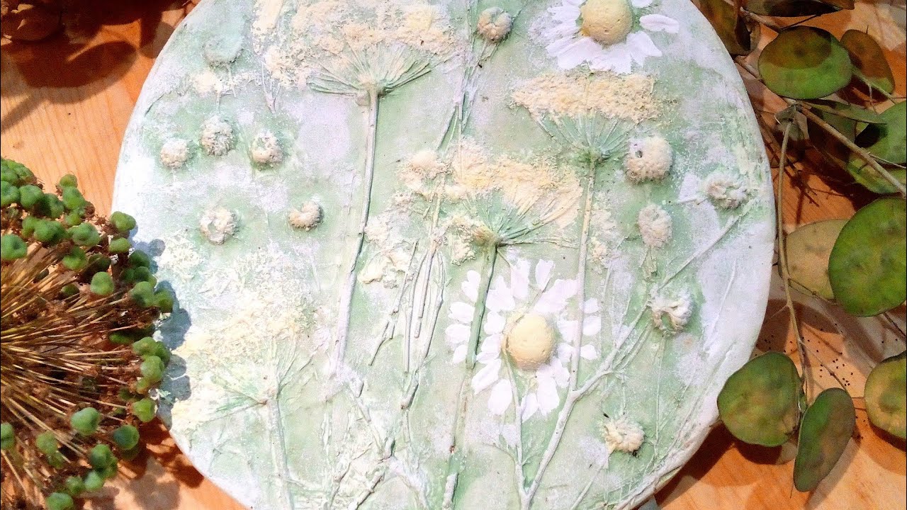 Оттиски растений на гипсе. Отпечатки растений. Ботанический барельеф. Поделки из гипса и растений