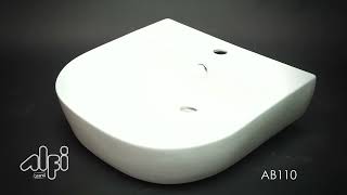 Alfi brand AB110 20&quot;, 24&quot; or 28&quot; Wide D-Bowl Porcelain Wall Mounted Bath Sink | KitchenSource.com
