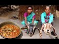 how they clean GOAT HEAD properly and cooking in tribe village style || rural india village life