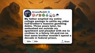 My father emptied my entire college savings to settle my older half-brother's massive