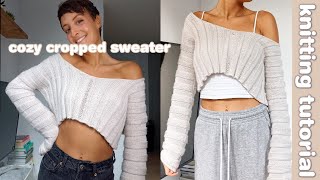 CROPPED SWEATER KNITTING TUTORIAL | how to knit a modern sweater screenshot 2
