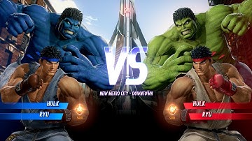 Blue Hulk & Blue Ryu VS Hulk & Ryu - Marvel vs Capcom Infinite