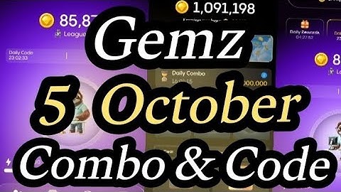 Gemz 5 October Daily Combo & Code | Gemz today combo | Gemz 5 October code & Combo