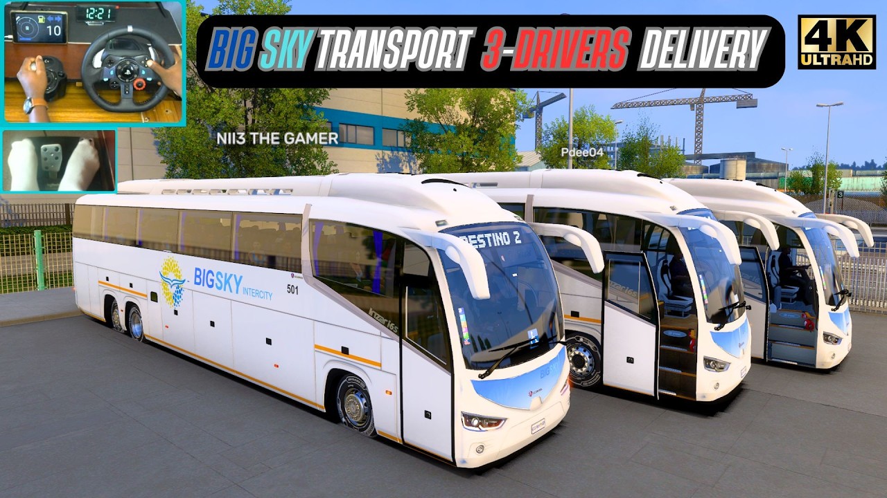 Автобусный конвой компании Big Sky Bus: перевозка сотрудников между компаниями | ETS2 (геймплей с...