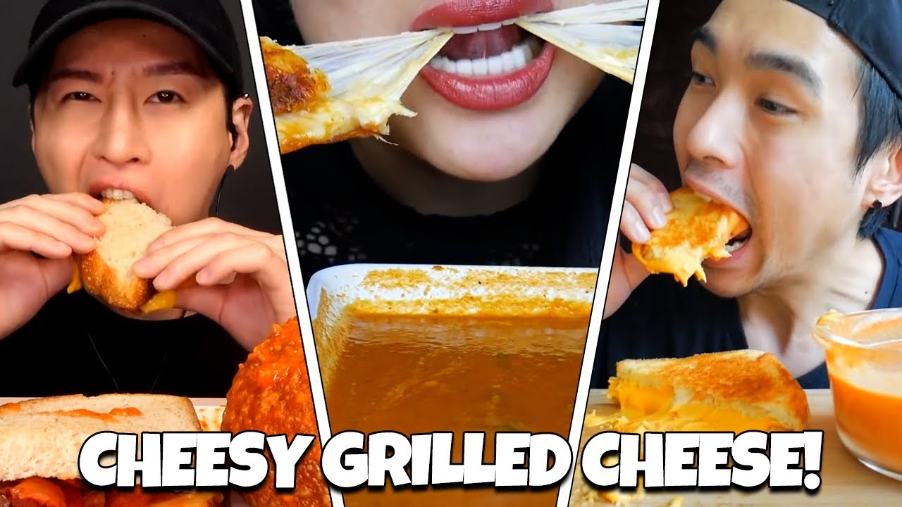 ASMR Best *Cheesy Grilled Cheese & Tomato Soup* Mukbang (no talking) | Eating Compilation