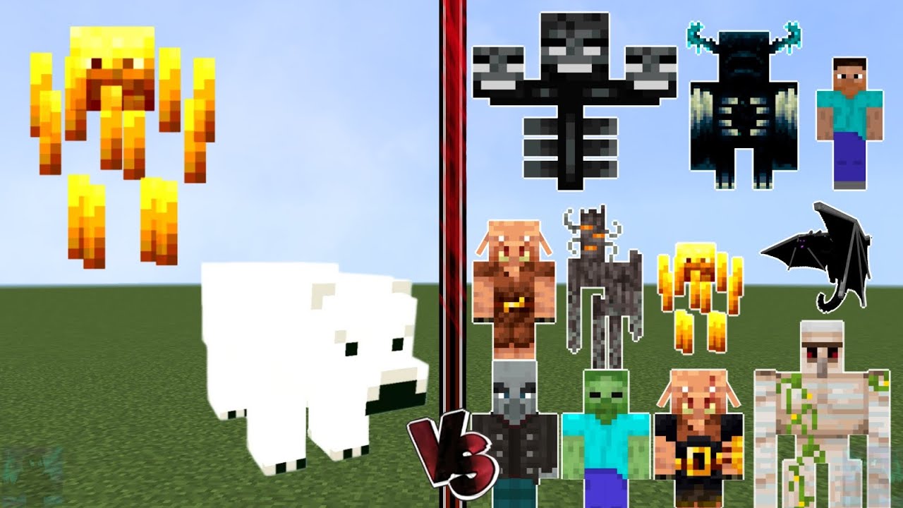BLAZE + POLAR BEAR vs ALL MOBS | Minecraft PE | Mob Battle
