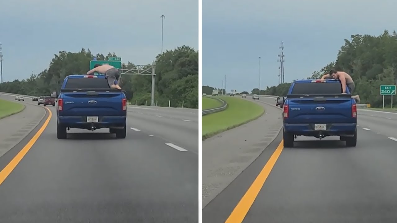 Man climbs out of truck on highway to grab beer from the back #Shorts ...