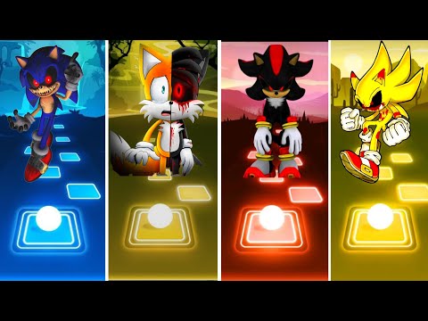 Sonic Exe vs Tails Exe vs Shadow Exe vs Super Sonic Exe  [ Sonic Exe Team ] - Tiles Hop EDM Rush!!