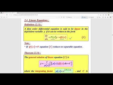 المحاضرة 8 | Linear Equation - YouTube