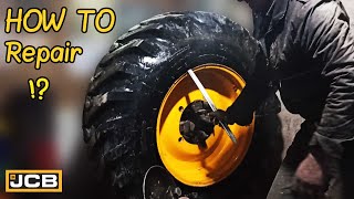 JCB 3CX | ⚠ Huge Backhoe Tire Repair And How To Repair Tire Properly 👷 | New JCB Video