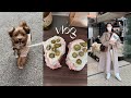 SUB) vlog, 직장인 데일리룩, 까르보나라 샌드위치 🥓🫒 개모차 바로 적응한 강아지, 일상 브이로그 🐕