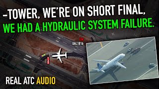HYD System Failure during Landing at SFO. United Airbus A320. REAL ATC
