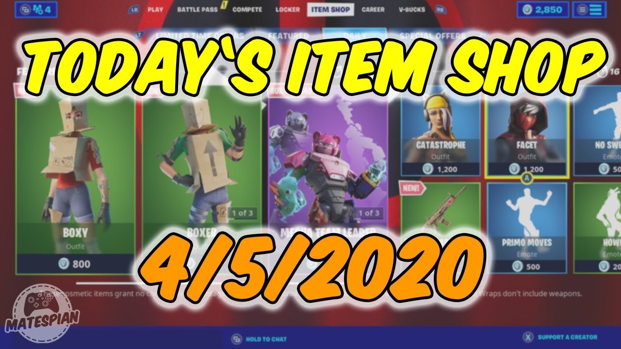 *NEW* TODAY'S ITEM SHOP IN FORTNITE (4/5/2020) - YouTube
