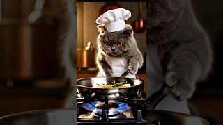 Meet the World's Best Chef 👨‍🍳🐟#chefcat #gourmet #cooking #catsoftiktok #salmon #foodie