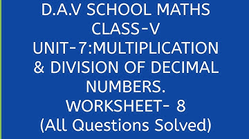 D.A.V. Math||Decimal Division 4||Class-5