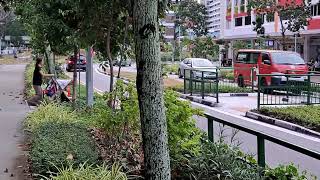 Give way to vehicles when crossing road at Tampines, Singapore (新加坡淡滨尼过马路时要给车辆先行)