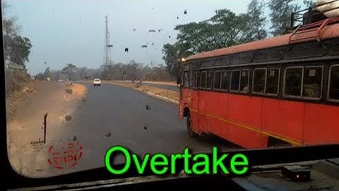 Crazy MSRTC Bus Drivers - MSRTC Bus Overtaking another MSRTC Bus on Mumbai Goa Highway