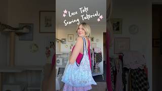 Lace curtain upcycle tutorial 🤍 #sewingtutorial #totebag #thriftflip #sewingdiy