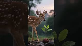 The deer saved the litchi tree from drying up by seeing water#save #plants#water#ai #tree