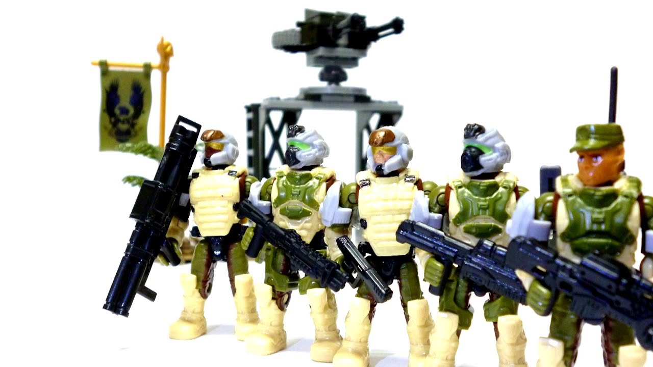 4 Mega Bloks Construx Halo UNSC SIERRA SQUAD TAN MARINE Officer Toy Figure CND01 - Foto 3