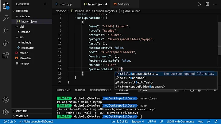 VS Code, debugging, and the preLaunchTask.