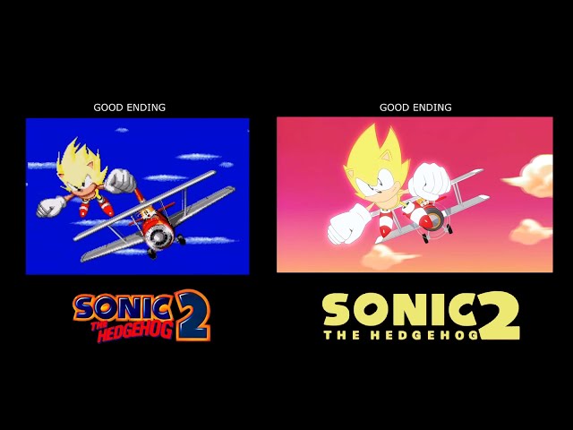 SONIC THE HEDGEHOG 2 GOOD ENDING (1992 / 2022) SIDE BY SIDE COMPARISION class=