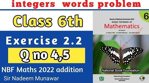Class 6 Exercise 2.2 Q no 4 and 5 Ex 2.2 NBF Maths Class 6 Evaluate the integers  Sir Nadeem Munawar
