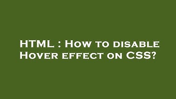 HTML : How to disable Hover effect on CSS?