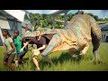 2x CERATOSAURUS vs 2x QIANZHOSAURUS BREAKOUT AND FIGHT - Jurassic World Evolution 2