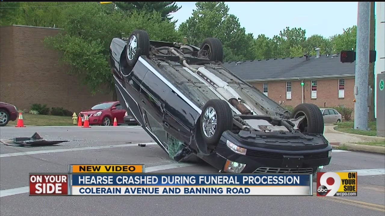 Crash flips hearse upside down - YouTube